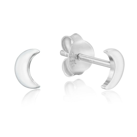 Stunning Lunar Night Sky Crescent Moon Sterling Silver Post Stud Earrings