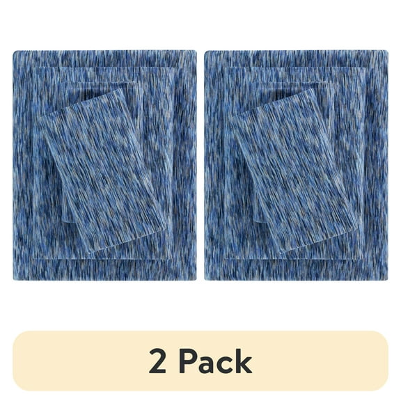 (2 pack) Mainstays 100% Cotton Extra Soft Jersey Bed Sheet Set, Queen, Blue Crackle, 4 Pieces
