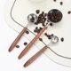 thumbnail image 5 of Cuchara de café de acero inoxidable con mango de madera de 25ml, cuchara medidora, cucharas de café con mango largo de madera de nogal, decoración de cafetería, 5 of 5