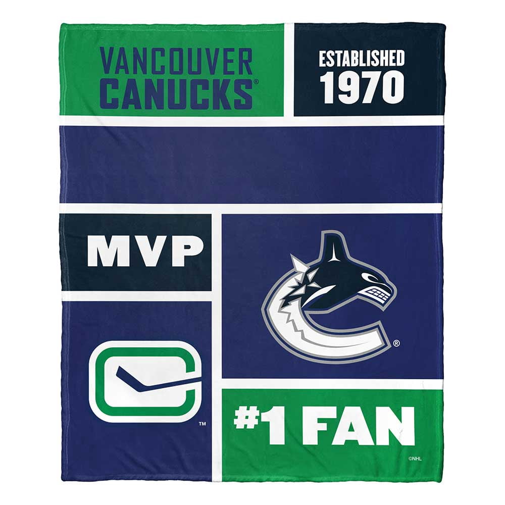 Vancouver Canucks NHL Colorblock Personalized Silk Touch Throw Blanket, 50" X 60"