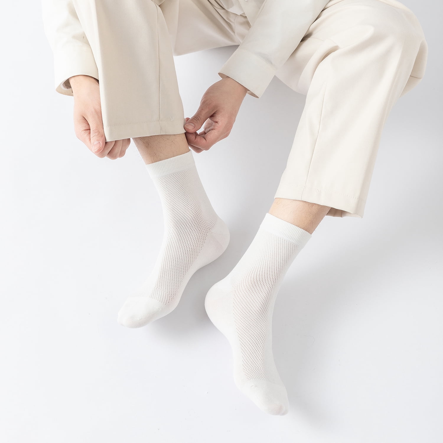 Sookeceks 6 Pairs Thin Crew Socks for Men, Soft Breathable Lightweight Socks Above Ankle Socks for Casual Size 7-11