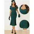 thumbnail image 2 of DARING DIVA Sweetheart Neck Puff Mermaid Midi Dress XS Dark Green, 2 of 6