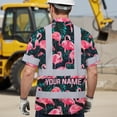 thumbnail image 2 of Hi Vis Hawaiian Shirt Reflective Tapes Hawaii Flamingo Custom Name Safety Workwear For Workers, Truckers, Operators, 2 of 2