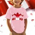 thumbnail image 2 of Boys Shirts Graphic T Shirt with Embroidered Maple Leaf Canadian Patriotic Celebration Tee for Kids Pink 9 Years-10 Years, 2 of 4