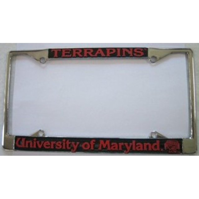 Maryland Terps Chrome License Frame. Free Screw Caps Included