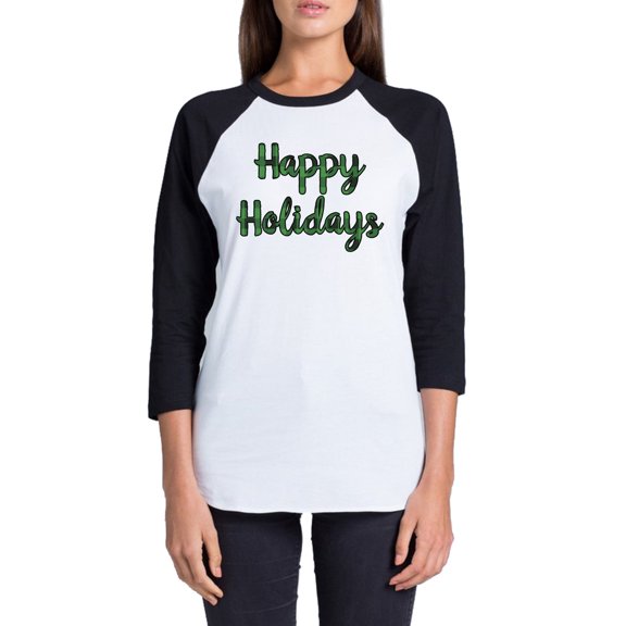 Awkward Styles Xmas T-Shirt Christmas Happy Holidays Plaid Raglan Shirt Unisex