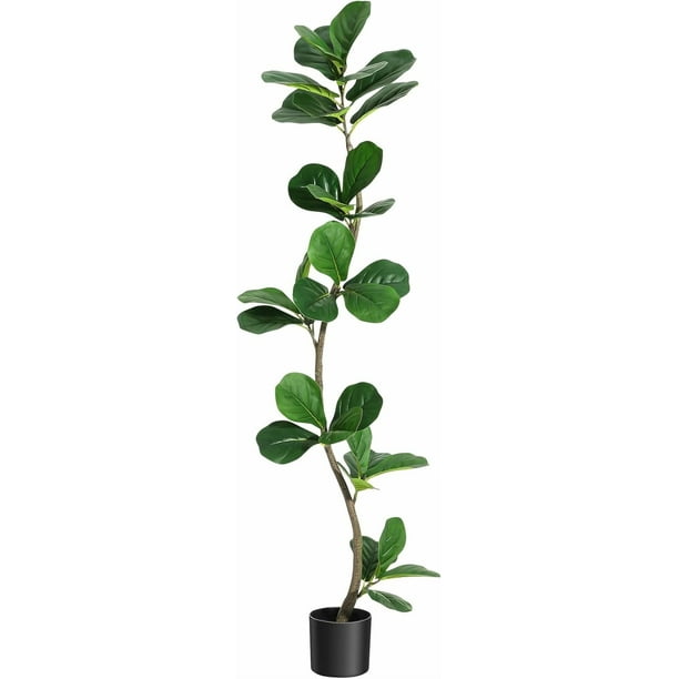 Yeshouse Higuera artificial de 1,5 m, forma en S, maceta negra, planta decorativa para interior/exterior