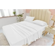 Full Rayon Made From Bamboo Sheet Set - Softer Than Cotton Full Size - Wrinkle Free - 16 Deep Pockets - 4 Piece - 1 Fitted Sheet, 1 Flat, 2 Pillowcases Full White