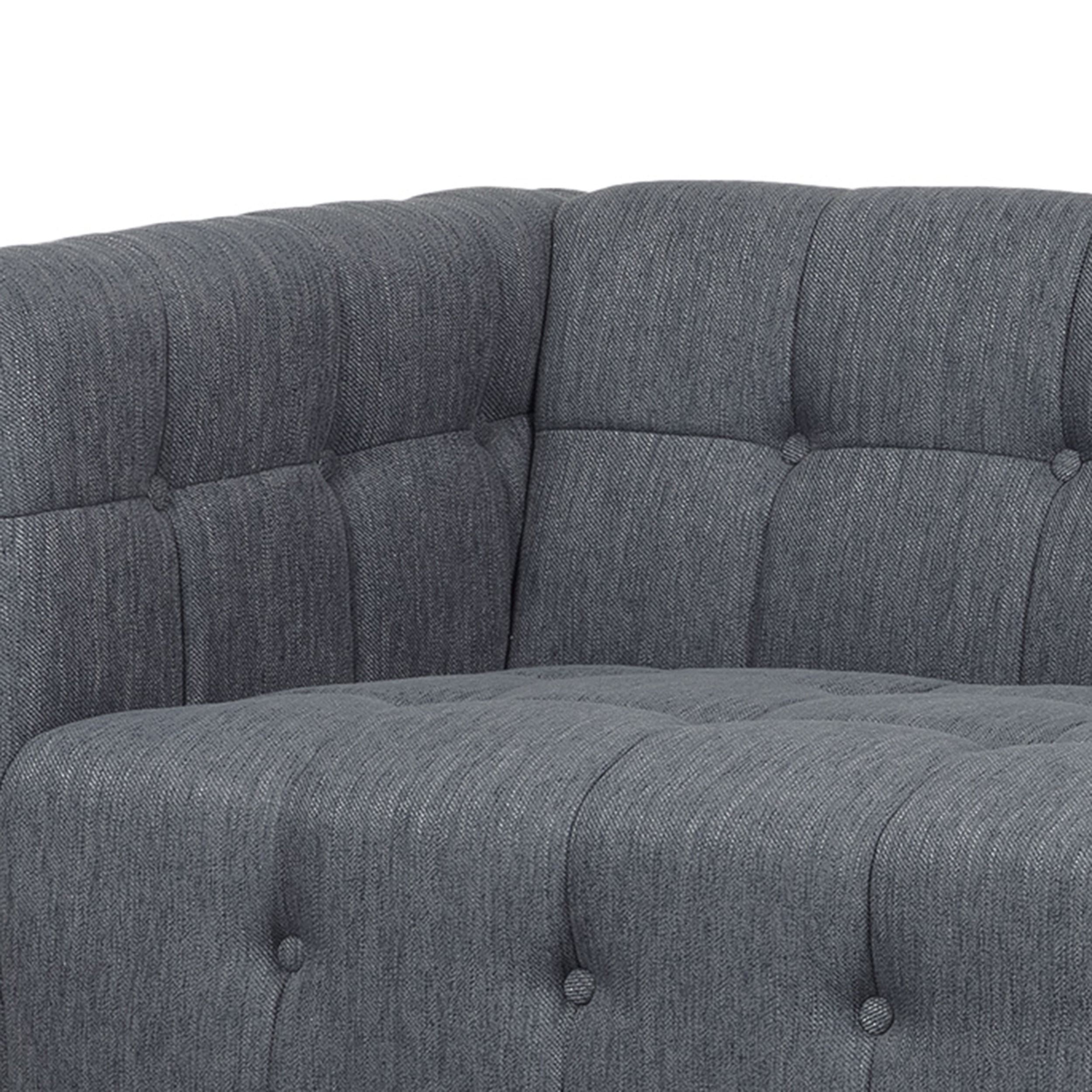 Noble House Rossburg Mid Century Modern Sectional Sofa, Charcoal Fabric