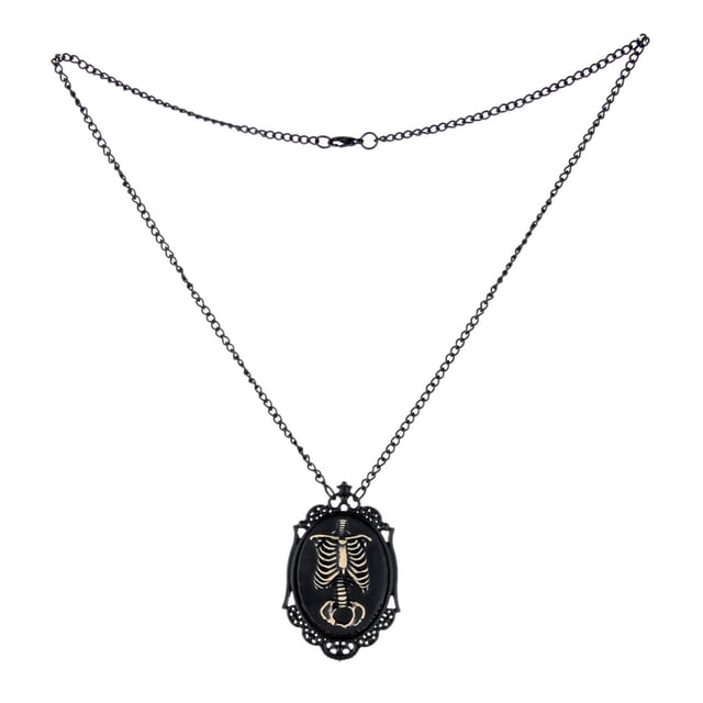 Collar con Colgante de Jaula Torácica Punk de Negro Retro Vintage con 22 Cadenas Negras Fernando Steampunk collar