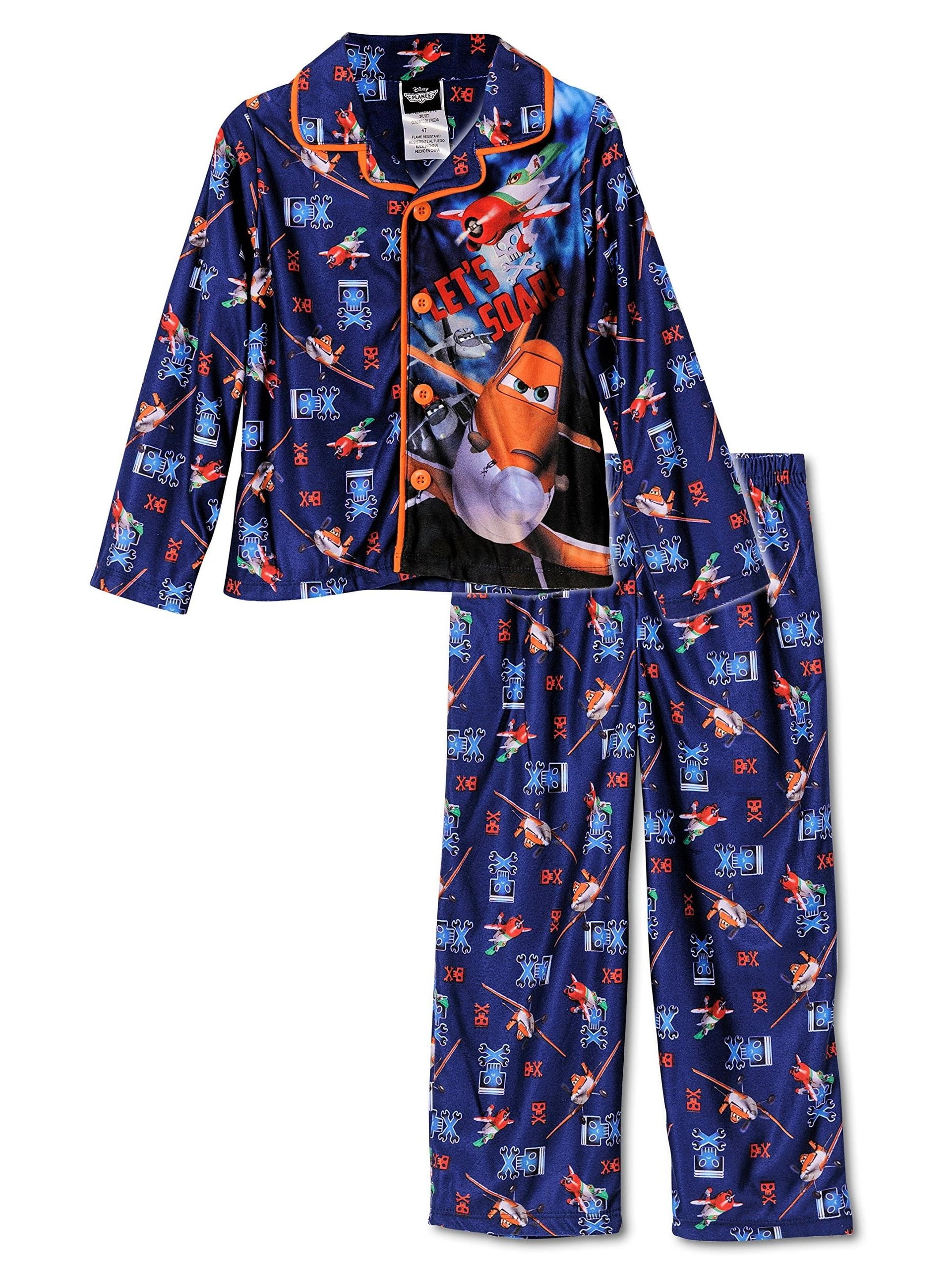 Disney - Disney Boys Pajama Button Down Coat and Pants Sleepwear ...