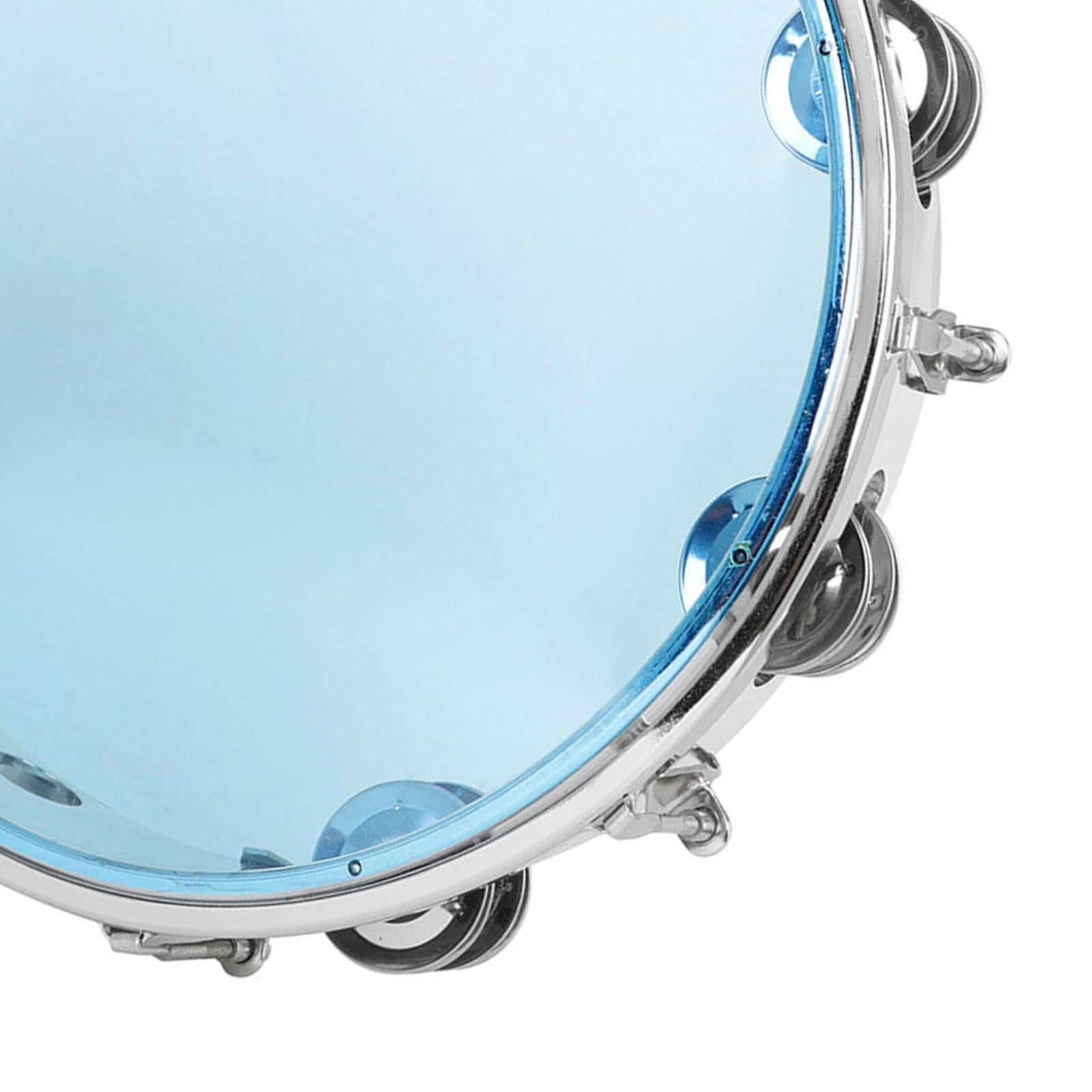 Rushawy Tambourine 10 inch Capoeira Double Row Hand Held Drum for School Child Dance blue