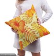 thumbnail image 4 of Ambesonne Hibiscus Fabric by the Yard Upholstery, Exotic Flowers Palm Leaf, 2 Yards, Orange Yellow, 4 of 4