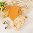 thumbnail image 3 of HWJAD Cute Bee Newborn Baby Girl Clothes Infant Outfits Romper Floral Fall Outfit Sunflower Pant Hat Headband Sets, 3 of 9