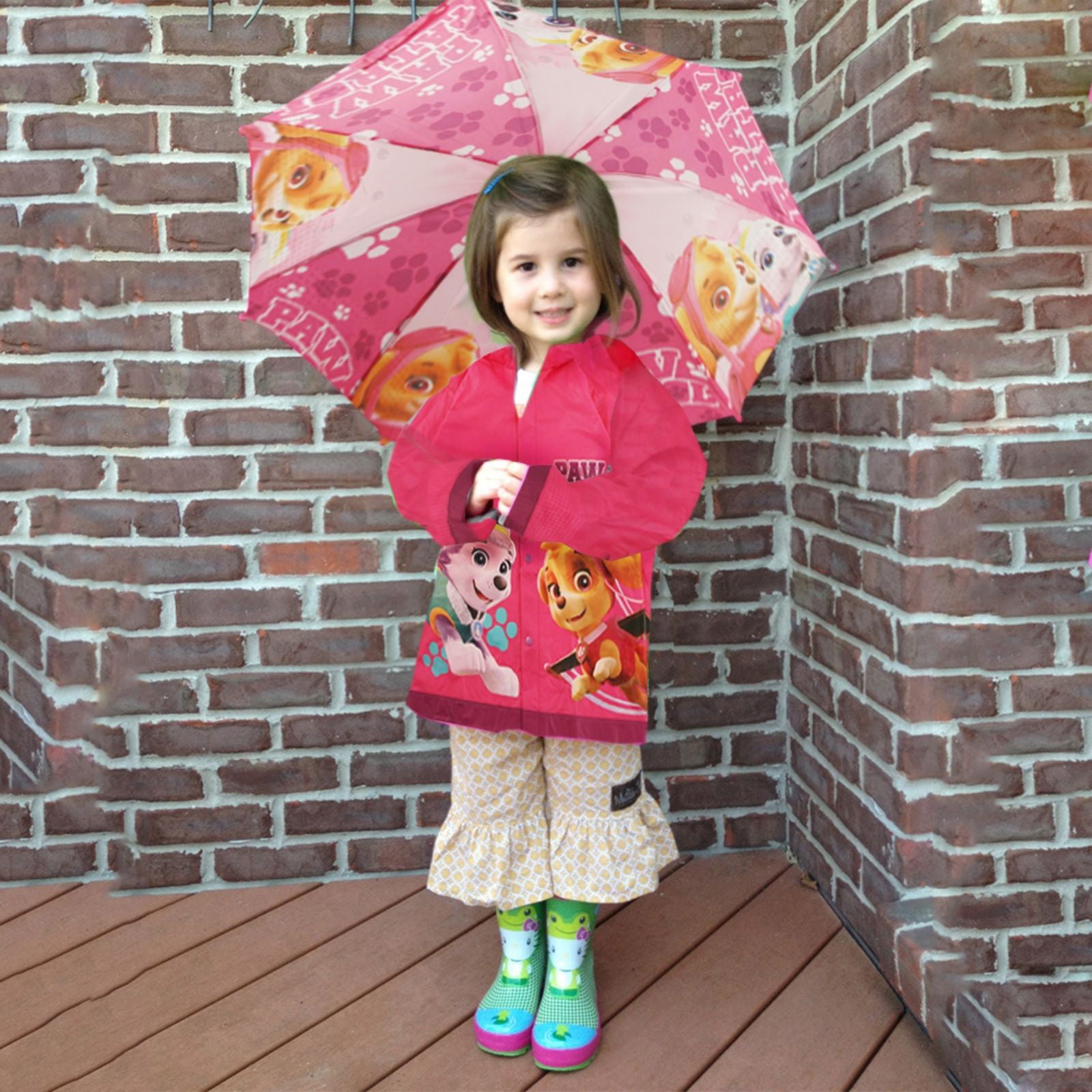 Little Girls Ages 2-7 Slicker and Umbrella Nickelodeon girls Nickelodeon Paw Patrol Slicker and Umbrella Rainwear Set
