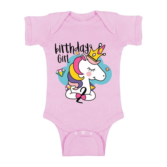 Awkward Styles Birthday Girl Baby Bodysuit Short Sleeve Princess Unicorn One Piece Top for Baby Girl 2nd Birthday Party for Girls Rainbow Unicorn Birthday Party Unicorn Gifts for 2 Year Old Girl