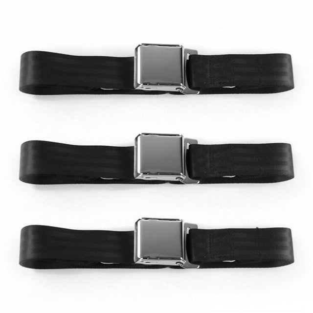Jeep Willys 1944-1952 Airplane 2 Point Black Lap Bench Seat Belt Kit - 3 Belts