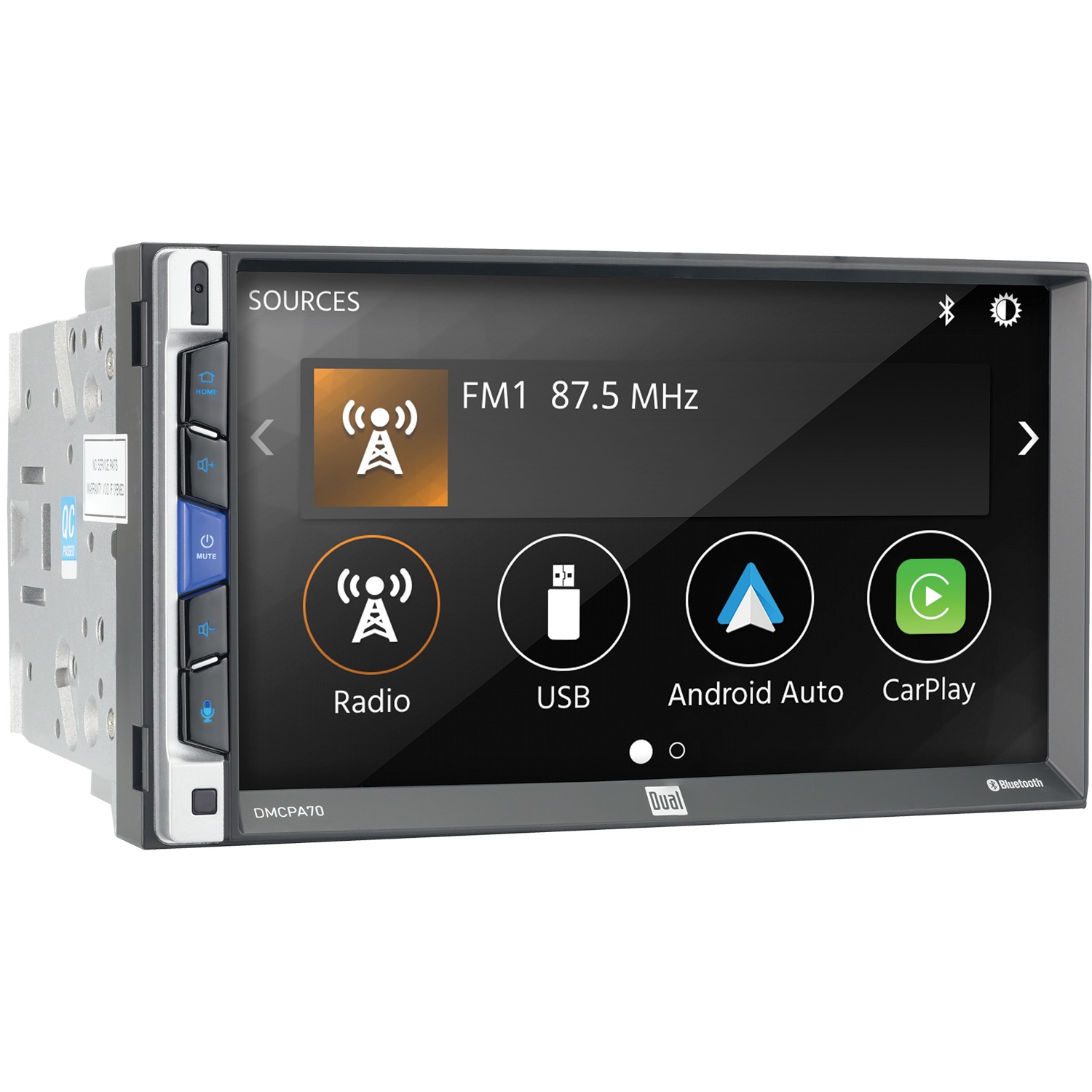 Dual DMCPA70 7-Inch Double-DIN In-Dash Mechless Receiver With Bluetooth, Apple Carplay, And Android Auto - image 2 of 8