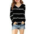 thumbnail image 5 of bbymog Girls' Fashion Stripe Pullover Tops V-Neck Long Sleeve T Shirts Casual Girls Shirts Black B 4 Years, 5 of 8