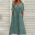thumbnail image 2 of Womens V Neck Short Sleeve Dress Hollow Out Detail Casual Style Solid Color, 2 of 8