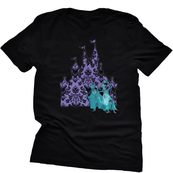 Haunted Mansion Hitchhiking Shirt Adult Unisex T-Shirt Disney Ghostly Haunted House (Black, 3X Large)