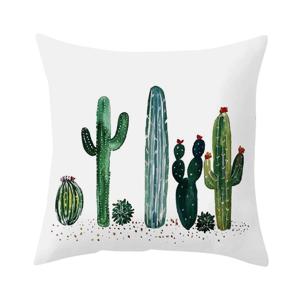 Nature and Plant Pillows and Home Decoration Soft Pastel Green Cartoon Cactus Succulents Throw Pillow Multicolor 18x18 