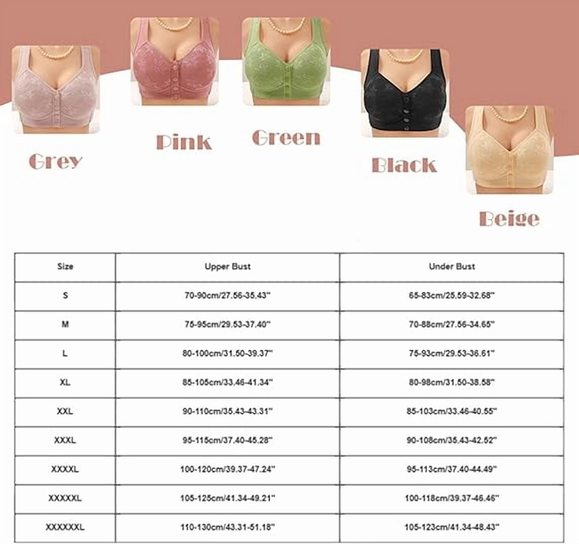 Lenocharm Bra, Posy Bra - Comfortable Front Button Wireless ShapingBra, Full Coverage Breathable CottonBra（Gray,Large）