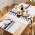 thumbnail image 5 of Blue Vertical Striped Placemats Set of 6 White Minimalist Modern Place Mats Indoor Wipeable Table Mats Washable Cloth Dining Table Placemats for Kitchen Holiday Party Home Decor 13x19 Inch, 5 of 9