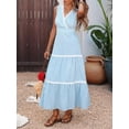 thumbnail image 6 of Women Summer Flutter Sleeveless Smocked Midi Dress Casual High Waist Tiered Flowy Dresses Blue S, 6 of 10