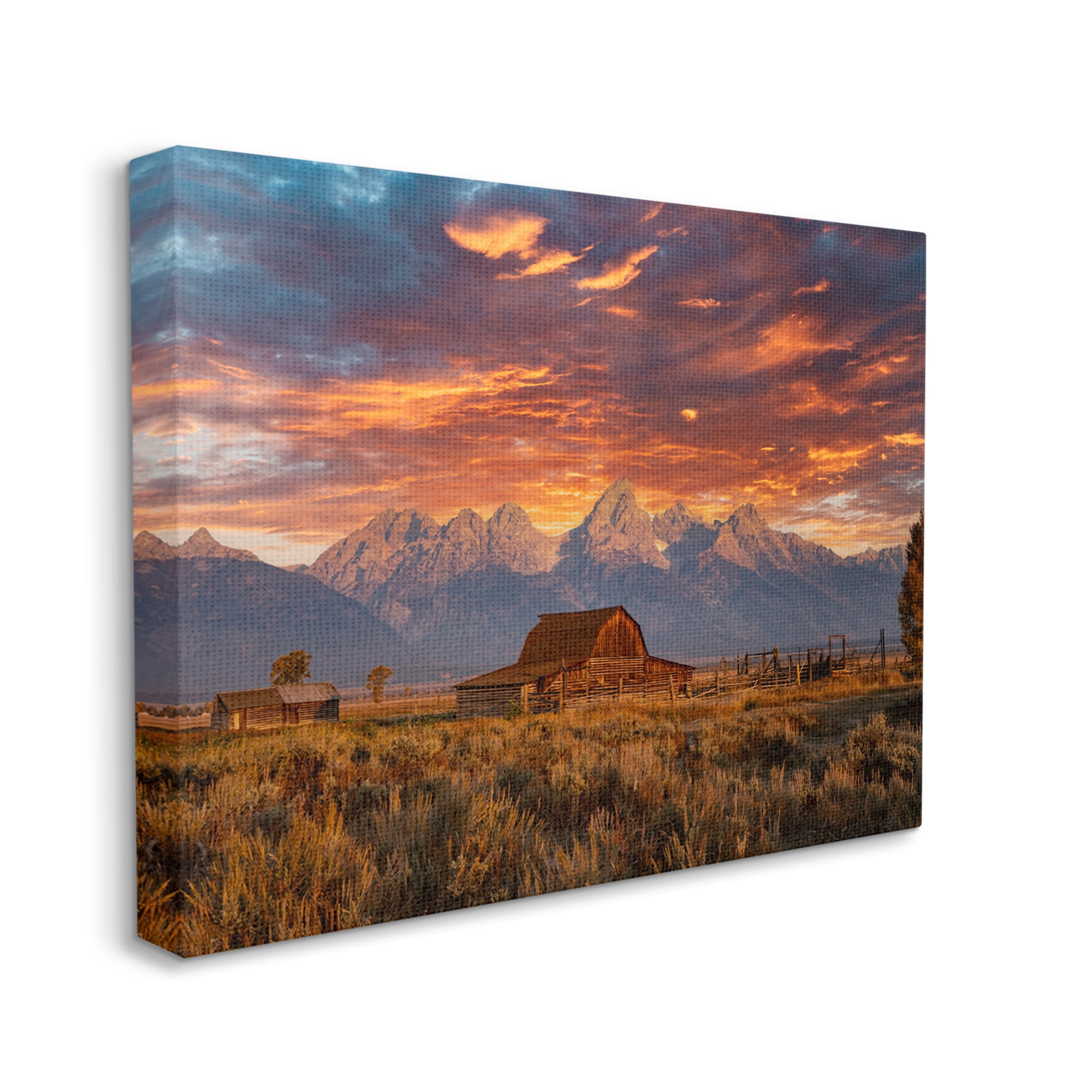 Stupell Industries Mountain Cabin Sunset Landscape Photography Gallery Wrapped Canvas Art Print Wall Art, 40 x 30