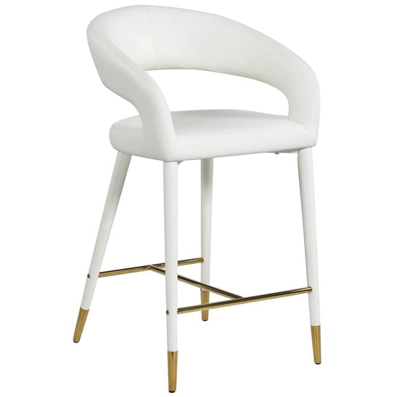 Meridian Furniture Destiny Off White Cream Vegan Leather Stool