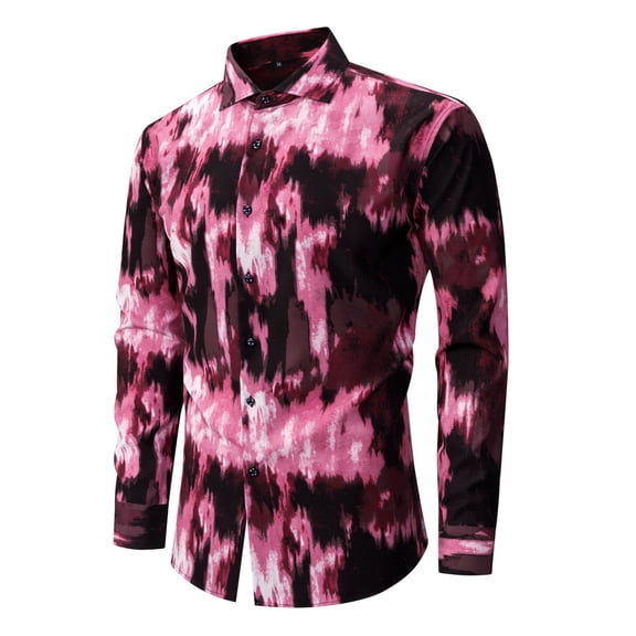 Moon Logo Mens Shirts Long Sleeve Buttons V-Neck Hawaiian Shirt Top