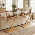 thumbnail image 6 of Costway 57” Solid Wood Console Table, Narrow Farmhouse Sofa Table with Teak Wood Frame Natural-57”, 6 of 11