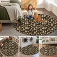 thumbnail image 5 of Round Rugs 7Ft, Brown Christmas Round Area Rug Washable Indoor Throw Carpet, Xmas Tree Elk Christmas Large Non Slip Circle Rug for Dining Room Playroom Home Decor Aesthetic, 5 of 8
