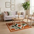 thumbnail image 3 of ODIKA 4'x6' Washable Area Rug Non-Slip, Chair-Friendly, Flatwoven Orange Burnt Retro Swirl Abstract Wavy Groovy Motifs Decorative for Home Office, Under Desk, 3 of 7