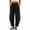 #01 Black 【Stock Up & Rotate: Mix & Match Your Go-To Colors】, variant on Plus Size Women's Casual Loose Cropped Pants Elastic Waist Drawstring Tapered Pants With Pockets For Summer, Cotton Blend Soft Fabric, Relaxed Fit Tapered Leg Wide Hem Side