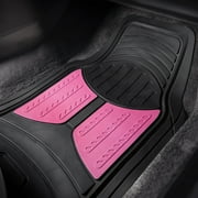 FH Group Universal Fit Two-tone Car Floor Mats Heavy Duty Rubber Full Set 4Pc - F11313PINK