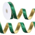 thumbnail image 1 of Cinta de Terciopelo Uxcell, Cintas Doradas Trituradas de Un Solo Lado para Lazos de Manualidades, Decoraciones de Árbol de Navidad Verde, 1 of 7