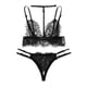 thumbnail image 4 of Gibobby Lenceria para mujer sexy Día de San Valentín Tanga S-2XL Halter Mujeres Conjunto floral Sujetador con cuello en V Negro abierta Encaje Lencería Íntimos(Negro, XL), 4 of 5