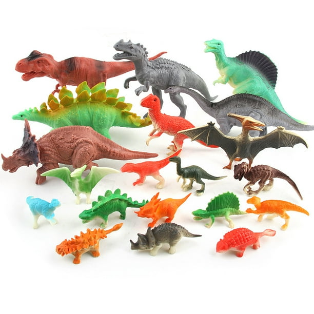 Volkmi 20PCS set Dinosaur Toy Solid Soft Rubber Dinosaur Animal Model Educational Toy Stegosaurus Pterosaur Tyrannosaurus Rex Decorative Toy Boy Christmas Birthday Gift 20PCS Walmart