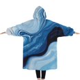 thumbnail image 2 of Oversized Wearable Blanket Hoodie,Light Blue Marble Flow Pattern Sherpa Blanket Hoodie with Super Pockets,Super Warm Fuzzy Pullover for Women & Men, 2 of 6