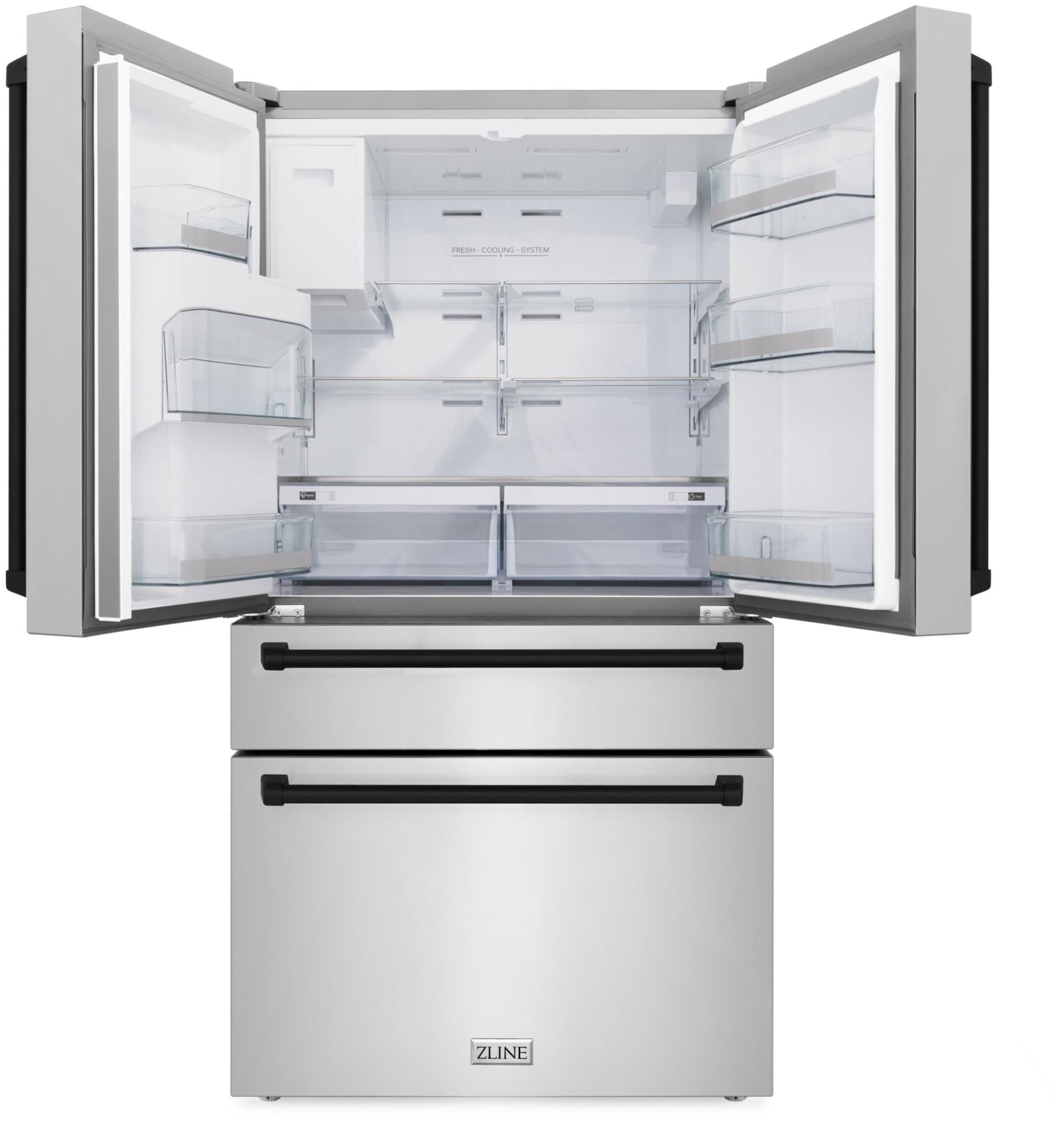 ZLINE 36" Autograph Edition 21.6 cu. ft Freestanding French Door Refrigerator with Water and Ice Dispenser (RFMZ-W-36-BS-CB)
