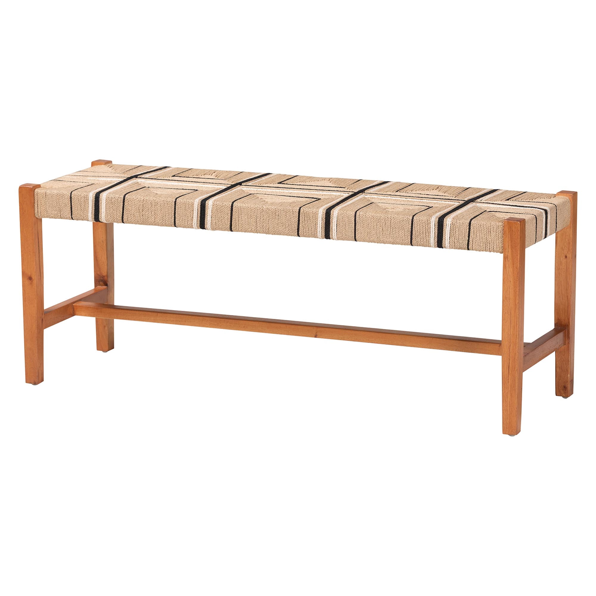 bali & pari Prita Boho Dining Bench, Natural Brown