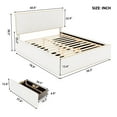 thumbnail image 6 of Full Size Upholstered Platform Bed with 4 Drawers and Golden Edge on the Headboard & Footboard, White, 6 of 6