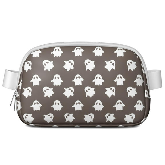 Brown Halloween Ghost Pattern Cute Fanny Packs for Women,Travel Waterproof Crossbody Fanny Bags Waist Purse for Women Anti Theft Adjustable Strap for Running Travel Cycling