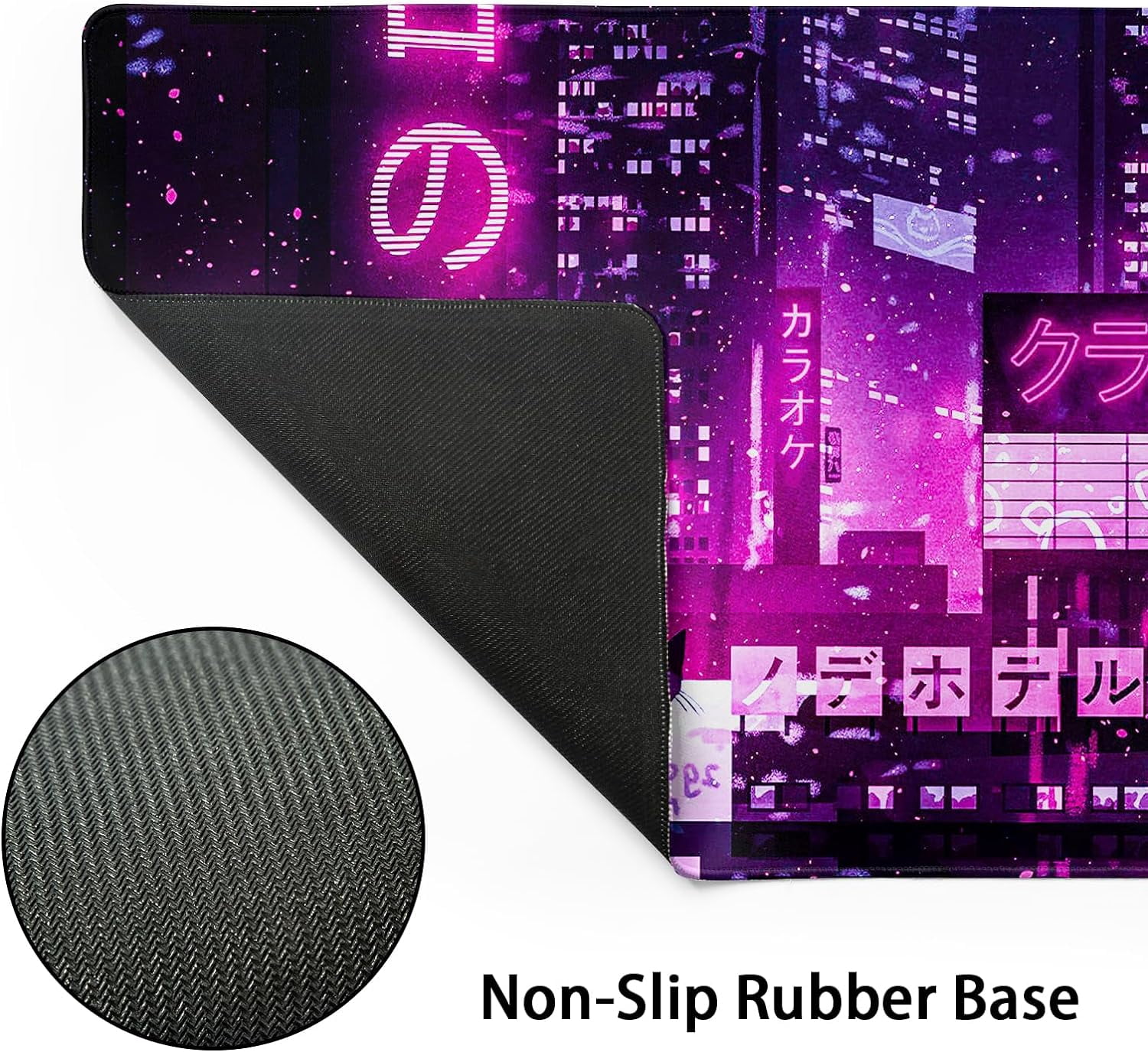 XXL Extended Gaming Mousepad Japanese Desk Mat Purple Large Mouse Pad 35.4 x 15.7 Inch Gaming Keyboard Mouse Mat Desk Pad Non-Slip Rubber Base Mouse Pads for Office Computer Laptop Gamers
