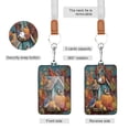 thumbnail image 2 of PU Leather Badge Holder ID Badge Holder with Lanyard for Cards & Credentials Birdhouse and Colorful Birds, 2 of 6