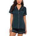 thumbnail image 2 of Conjunto De Pijama Para Mujer, Con Botones, Ligero, Agradable A La Piel, Cuello De Muesca, Transpirable, Bolsillo En El Pecho, Manga Corta, Ropa De Dormir Para El Hogar, ANGGREK  No, 2 of 6