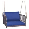 thumbnail image 2 of Hanging Chair Swing Seat with Cushions - Single Person Patio Porch Swing - Heavy Duty Metal Frame, PE Rattan, Backyard Relaxation, 2 of 9