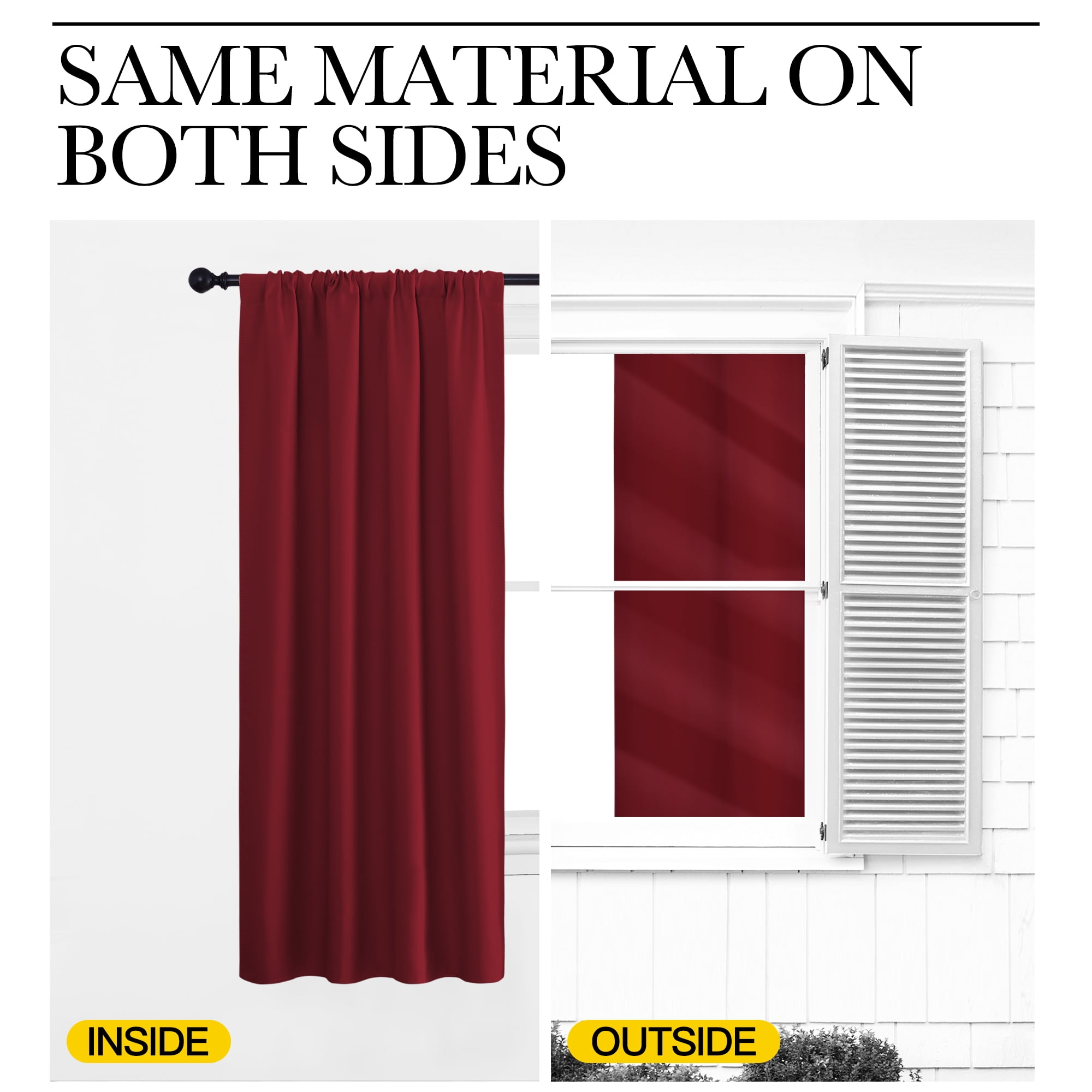 NICETOWN Christmas Red Curtains Blackout 54inch Length 2 Panels set Burgundy Red Rod Pocket Thermal (图3)